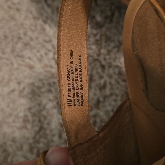 Born Leather Peep Toe Women's Tan Heeled Sandals Size 11 (07gw1) - Picture 7 of 10